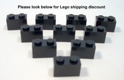 Lot 10 Lego Parts 1x2 1 x 2 Bricks Black Parts Pieces  