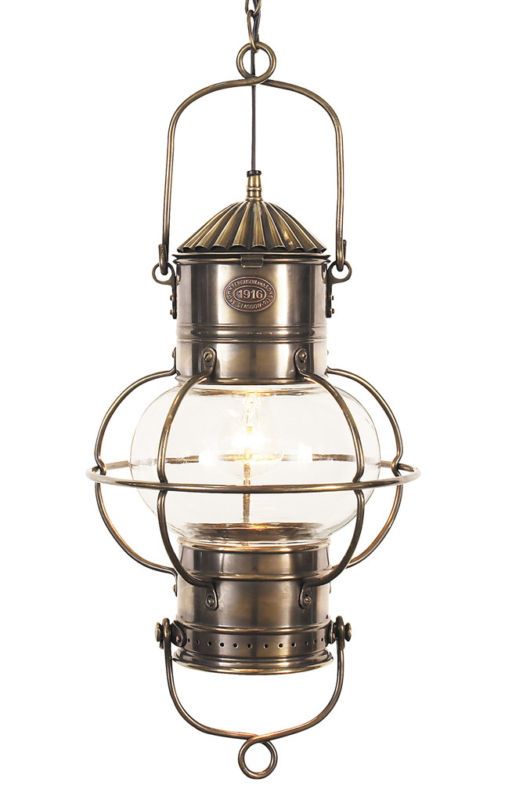 Nautical Ship Globe Lantern Brass Hanging Light Fixture  