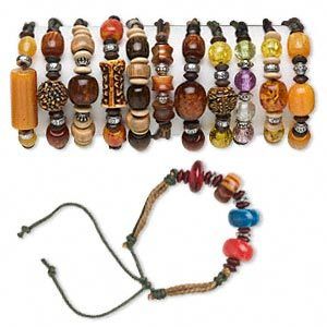 12*Bracelet mix beads assortment, macramé and resin .  