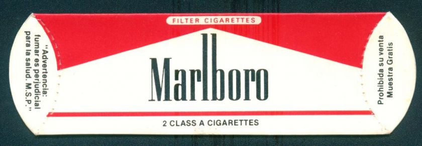 MARLBORO 2 CLASS A CIGARETTES PACKAGE EMPTY URUGUAY  