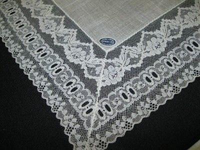 VINTAGE LINEN & FRENCH LACE WEDDING HANDKERCHIEF HANKIE  