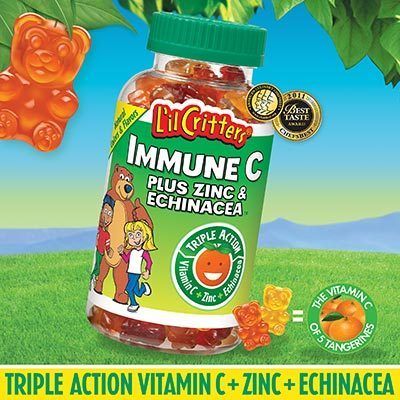   Immune C Zinc Echinacea Cherry Strawberry Orange 200 Gummy Bears