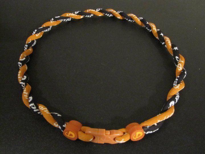 Phiten Tornado 20 Necklace Black/ Burnt Orange LOOK  