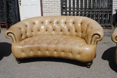 ITALIAN ORIGINAL 3 PIECE LEATHER CHESTERFIELD SOFA SET 12JJ29  