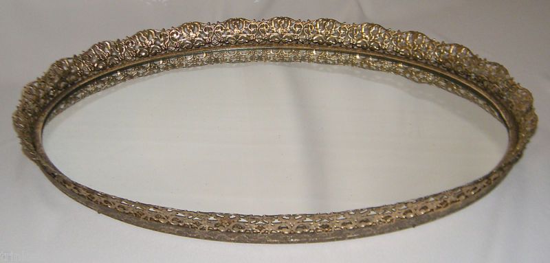 Vintage 16 Oval Mirror Vanity Dressing Table Tray  