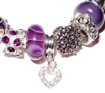 AUTHENTIC PANDORA SILVER 925 BRACELET SET BOX & BAG CLASSIC PURPLE 