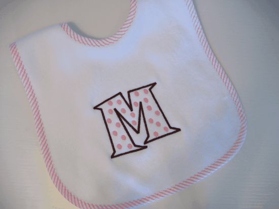 cute monogrammed bib by Lily Pad Designs