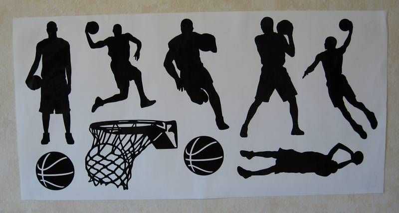 Silhouette Basketball Players Vinyl Wall Art  