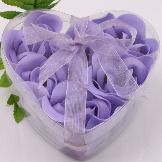 6pcs Purple Wedding Favor Rose Bud Petals Soaps NEW  