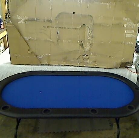 Trademark Poker Full Size Texas Holdem 83 x 44 Inch Poker Table (Blue 