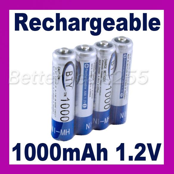 Rechargeable AAA 1000mAh 1.2V NI MH NIMH Battery  