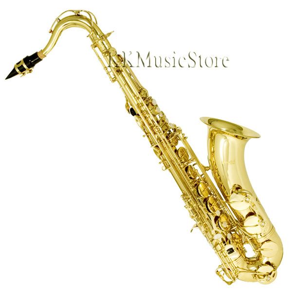 NEW PRO LEVEL GOLD TENOR SAXOPHONE SAX+TUNER+10 REEDS  