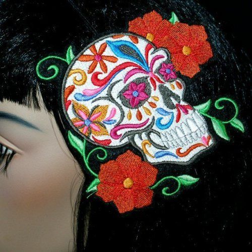 Sugar Skull Dia de los Muertos Dead Embroidery Headband  