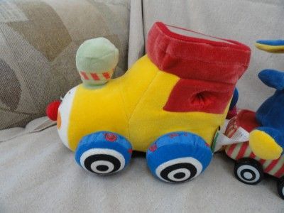 KIDS PLUSH ACTIVITY TRAIN AND CARS ANIMALS SQUEEKS  