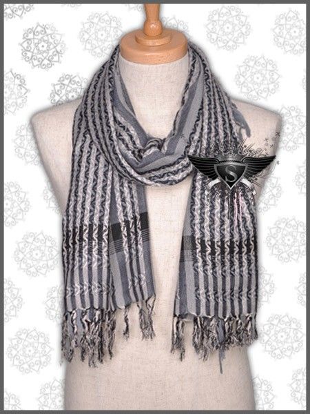   Gray Fringy Wave Men Shawl Scarves Wrap Rock Soft Polite Warm  