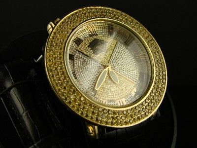 TECHNO LINK/TECHNO ICE 3 ROW CANARY BEZEL DIAMOND WATCH  