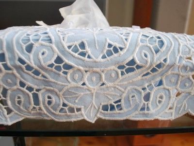 CutWork Embroidery Grape Leaf Cotton Tissue Box Cover B  