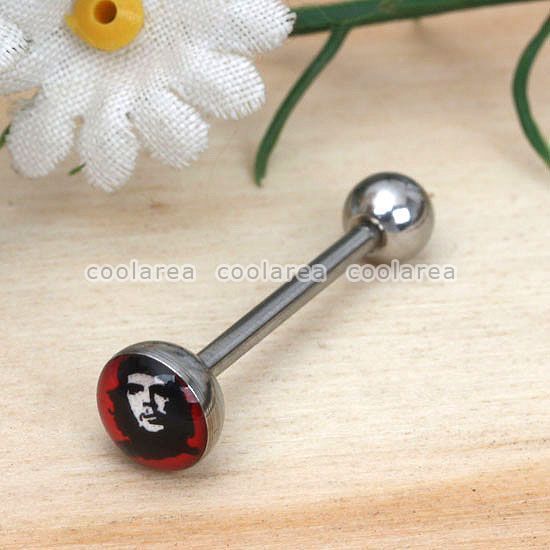   Stainless Steel Ernesto Guevara Tongue Ring Body Piercing 1pc  