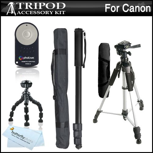   Shutter Release Remote Control For Canon T3i, T2i, XT DSLR + 3 Tripods