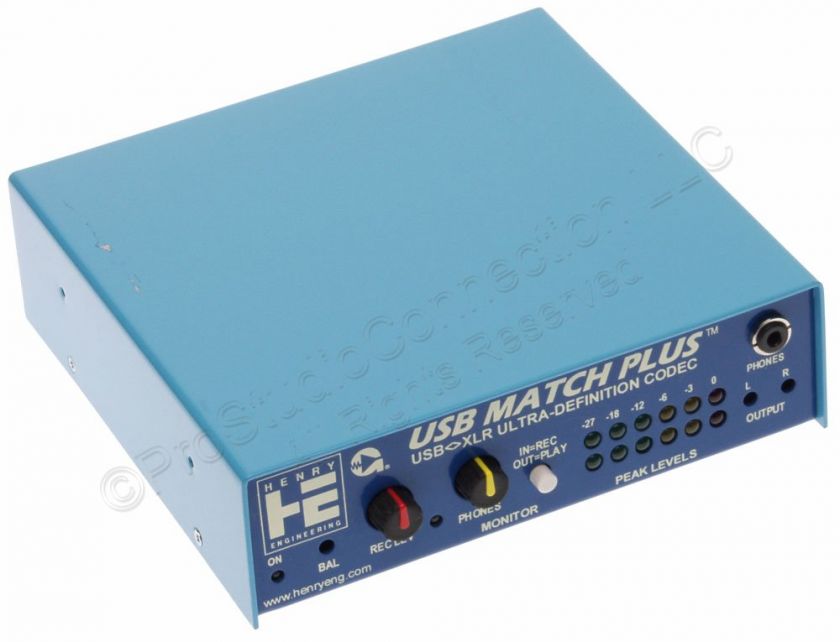 Henry USB Match Plus Balanced Audio Interface XLR DAC  