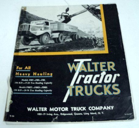 Walter 1937 Heavy Hauling Truck Sales Brochure  