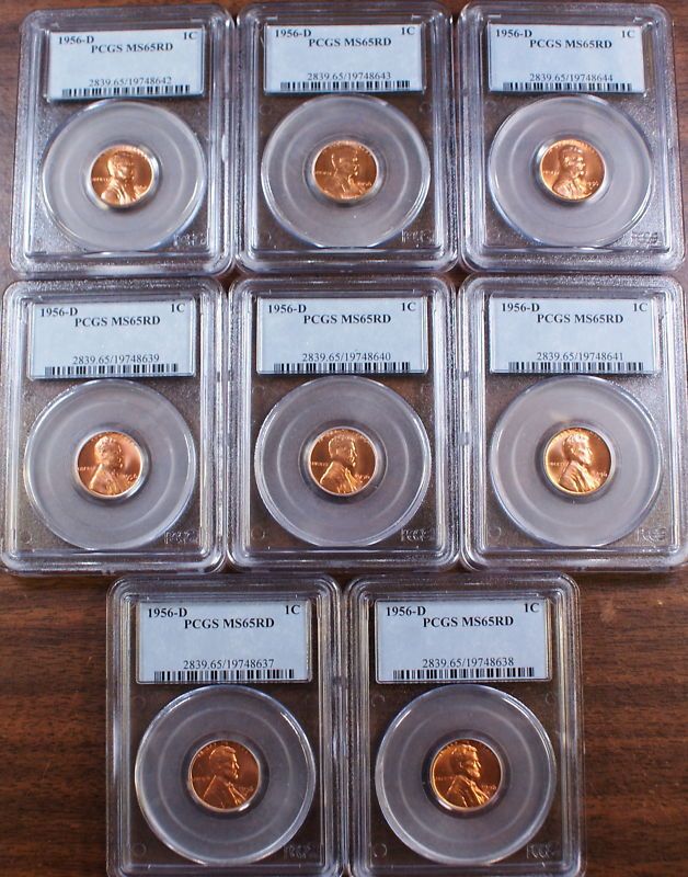 1956 D Lincoln Wheat Cent, PCGS MS 65 RD *Red*,From Lot  